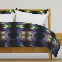 Dark Blue Space Stars & galaxy swirls