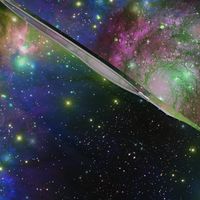 Dark Blue Space Stars & galaxy swirls