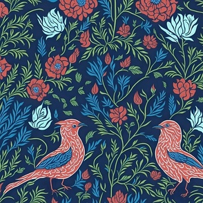 William Morris style Birds and Flowers Pattern