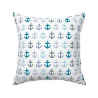 Nautical blue anchor pattern on white