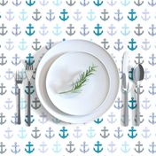 Nautical blue anchor pattern on white