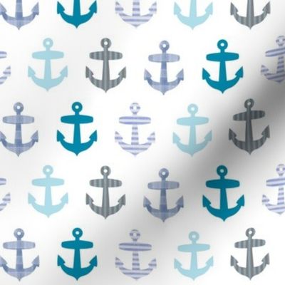 Nautical blue anchor pattern on white