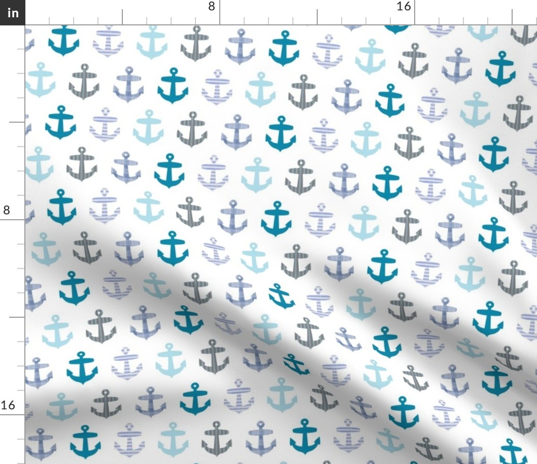 Nautical blue anchor pattern on white