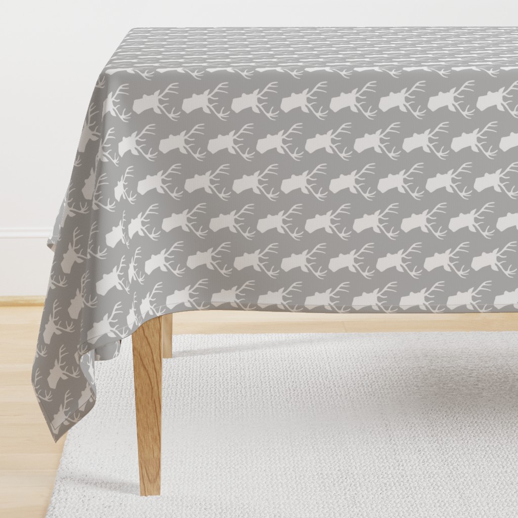 Stag Deer head pattern on grey