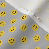 Yellow Happy Face Smiley Polka dot pattern on Grey