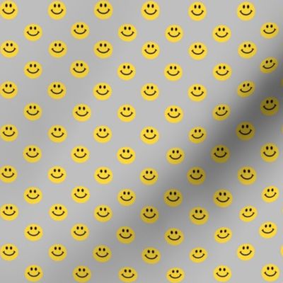 Yellow Happy Face Smiley Polka dot pattern on Grey