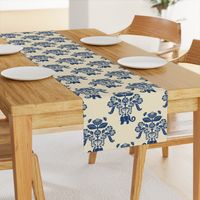 Elephant Damask in Natural and Indigo