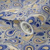 Paisley Birdies in Indigo and Natural