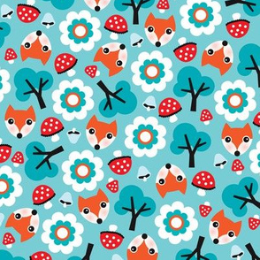 Baby fox fall pattern cute tossed woodland design for fall and winter