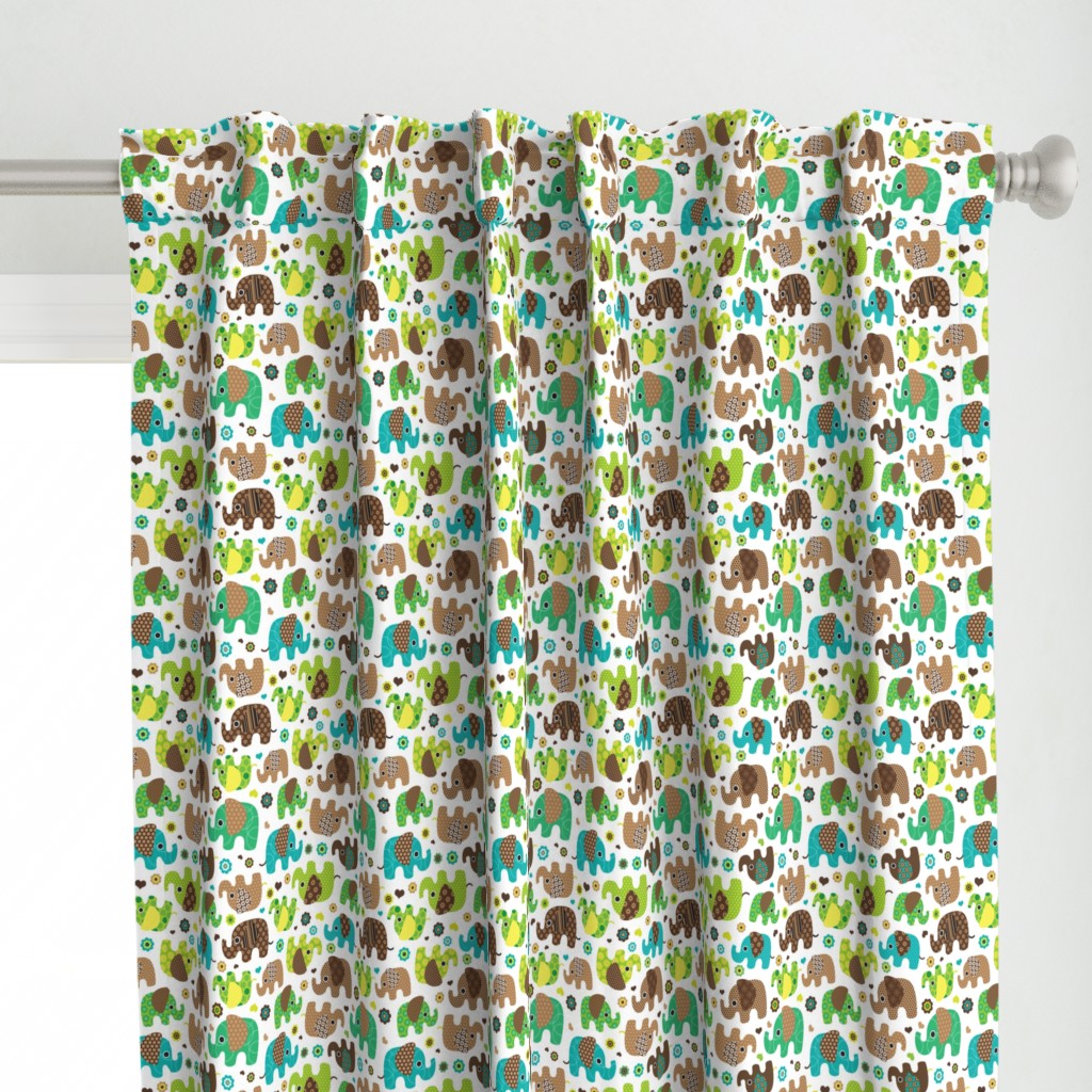 Cute retro kids elephant pattern fabric