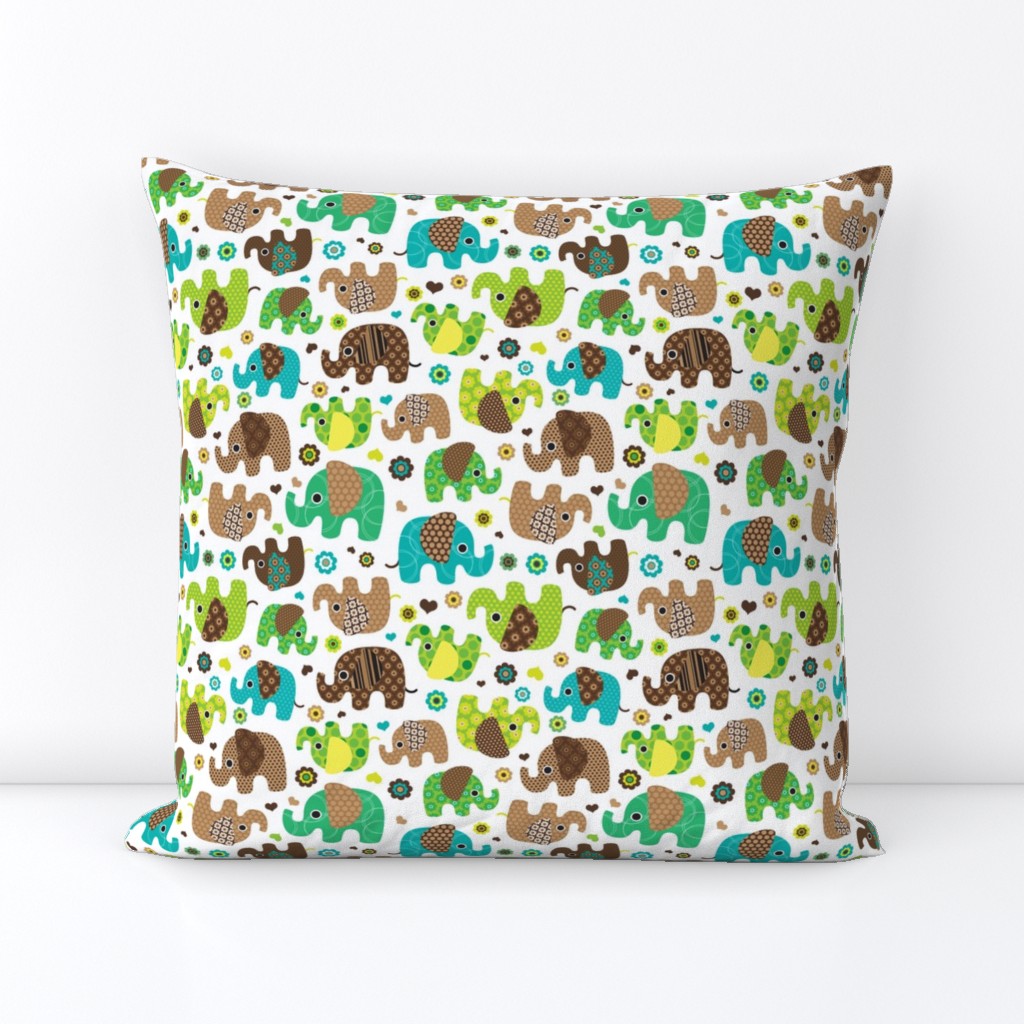 Cute retro kids elephant pattern fabric