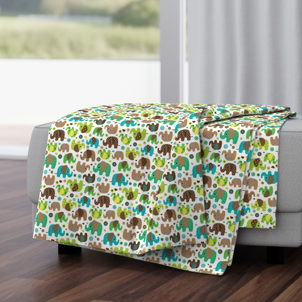 Cute retro kids elephant pattern fabric