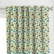 Cute retro kids elephant pattern fabric