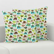 Cute retro kids elephant pattern fabric