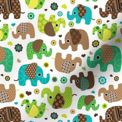 Cute retro kids elephant pattern fabric