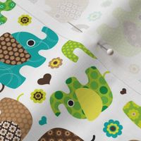 Cute retro kids elephant pattern fabric