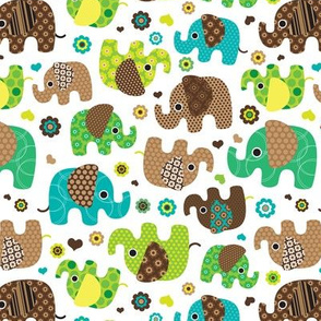 Cute retro kids elephant pattern fabric
