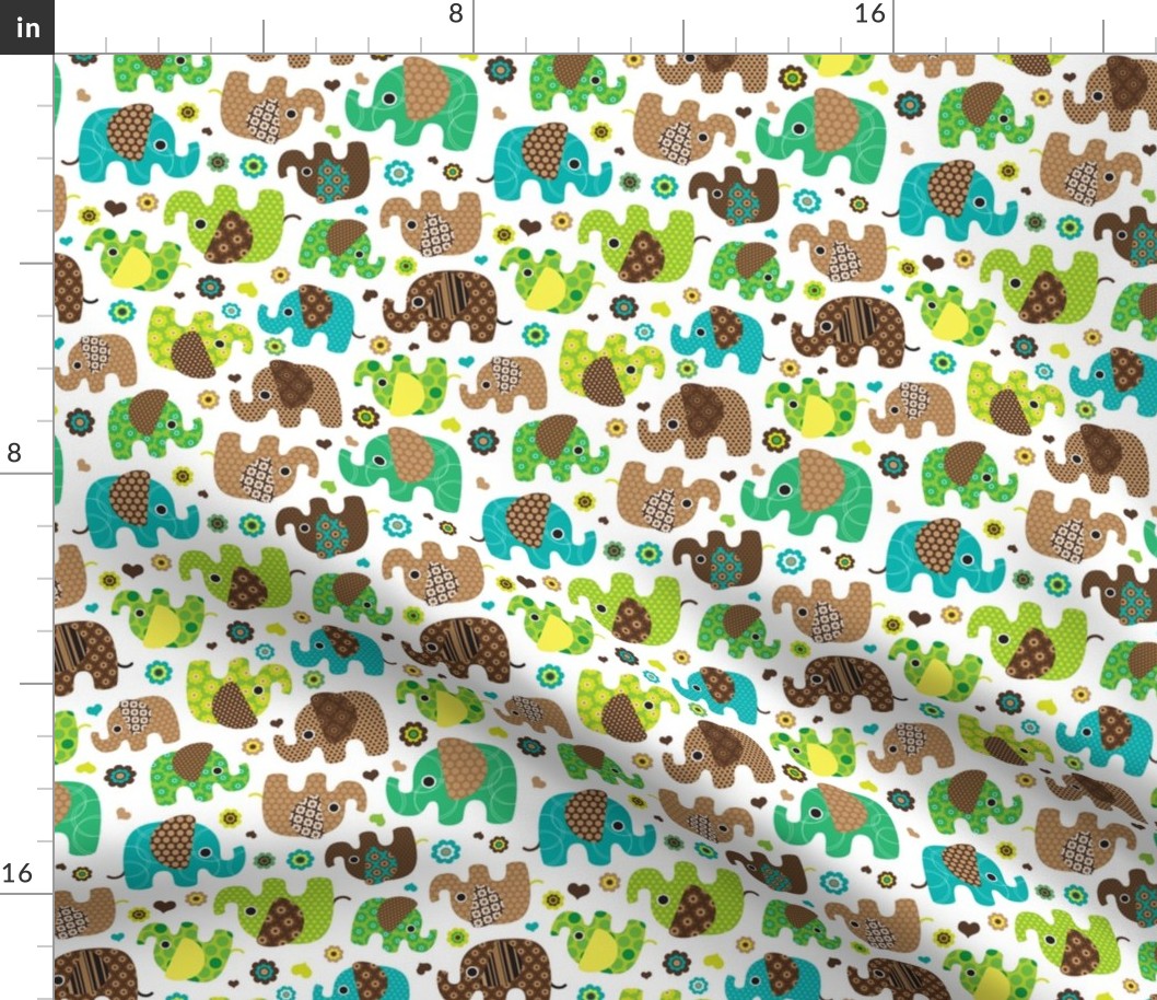 Cute retro kids elephant pattern fabric