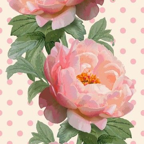 Coral Peony Column Flat Polka Dots