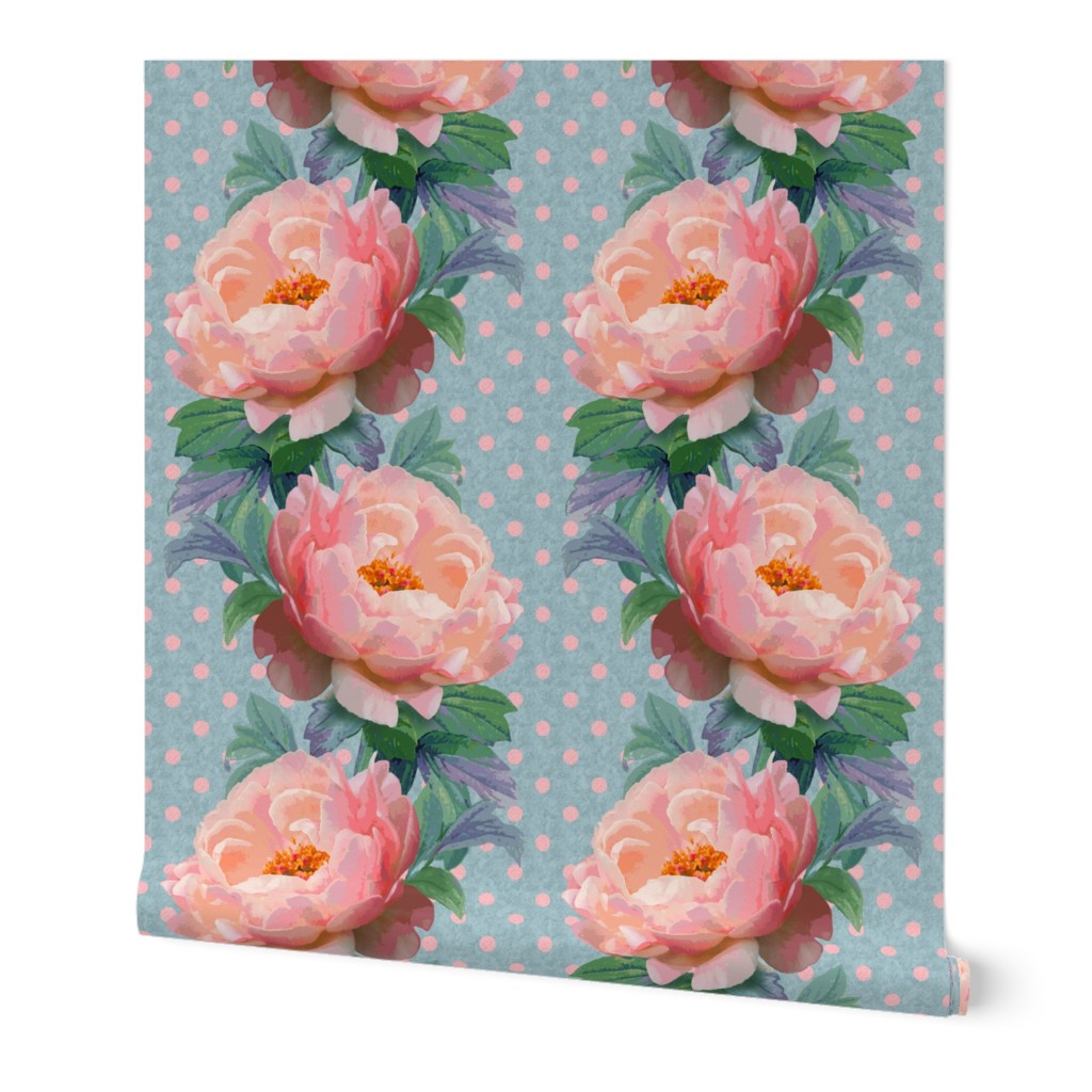 Coral Peony Columns, Blue