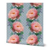 Coral Peony Columns, Blue