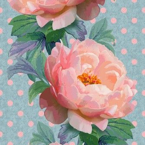 Coral Peony Columns, Blue