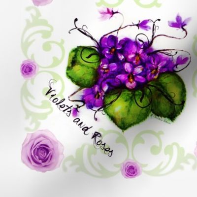 10.45 Napkins Violets and Roses Shell Background