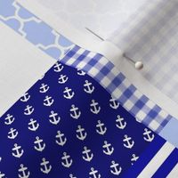 Nautical blue and white cheater quilt