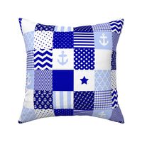 Nautical blue and white cheater quilt