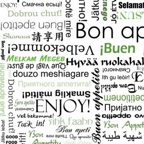 Bon appetit in many different languages - green