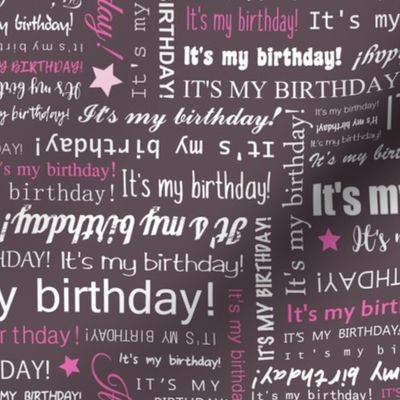 It's my Birthday word art - Hot Pink typography