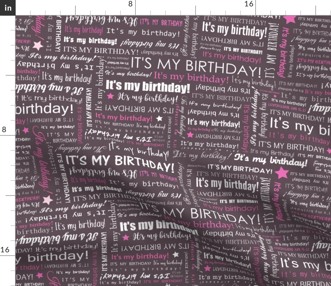 It's my Birthday word art - Hot Pink typography