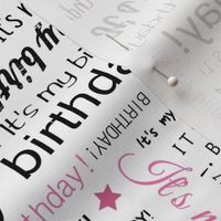 It's my Birthday typography text pattern - Black & Pink