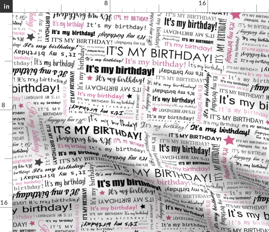 It's my Birthday typography text pattern - Black & Pink