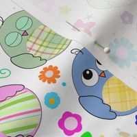 Cute owls and flowers pattern