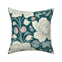 William Morris inspired Floral Pattern - White Flowers