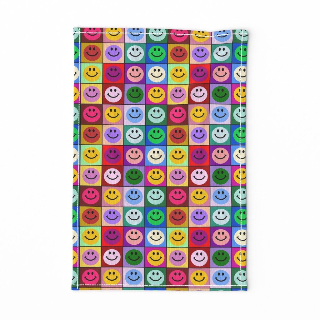 Colorful Happy Smiley face Squares (large print)