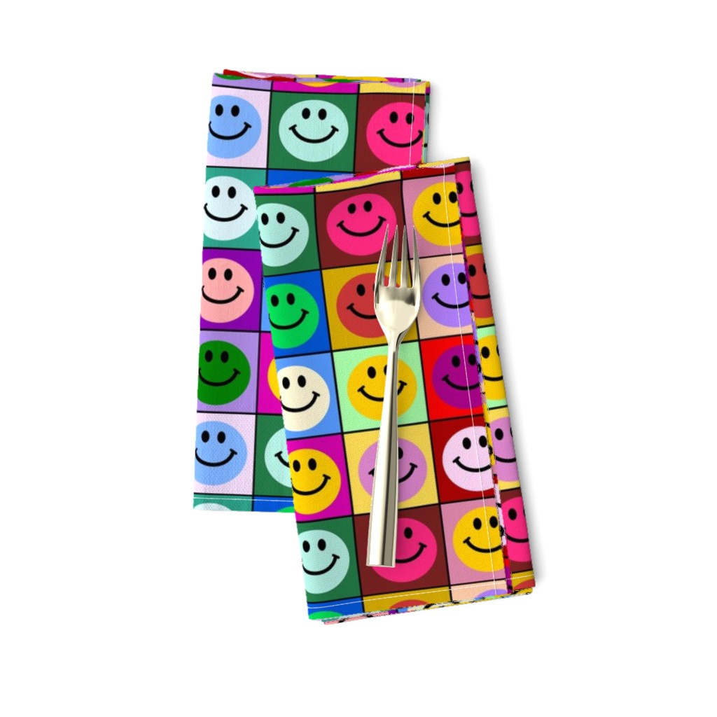 Colorful Happy Smiley face Squares (large print)