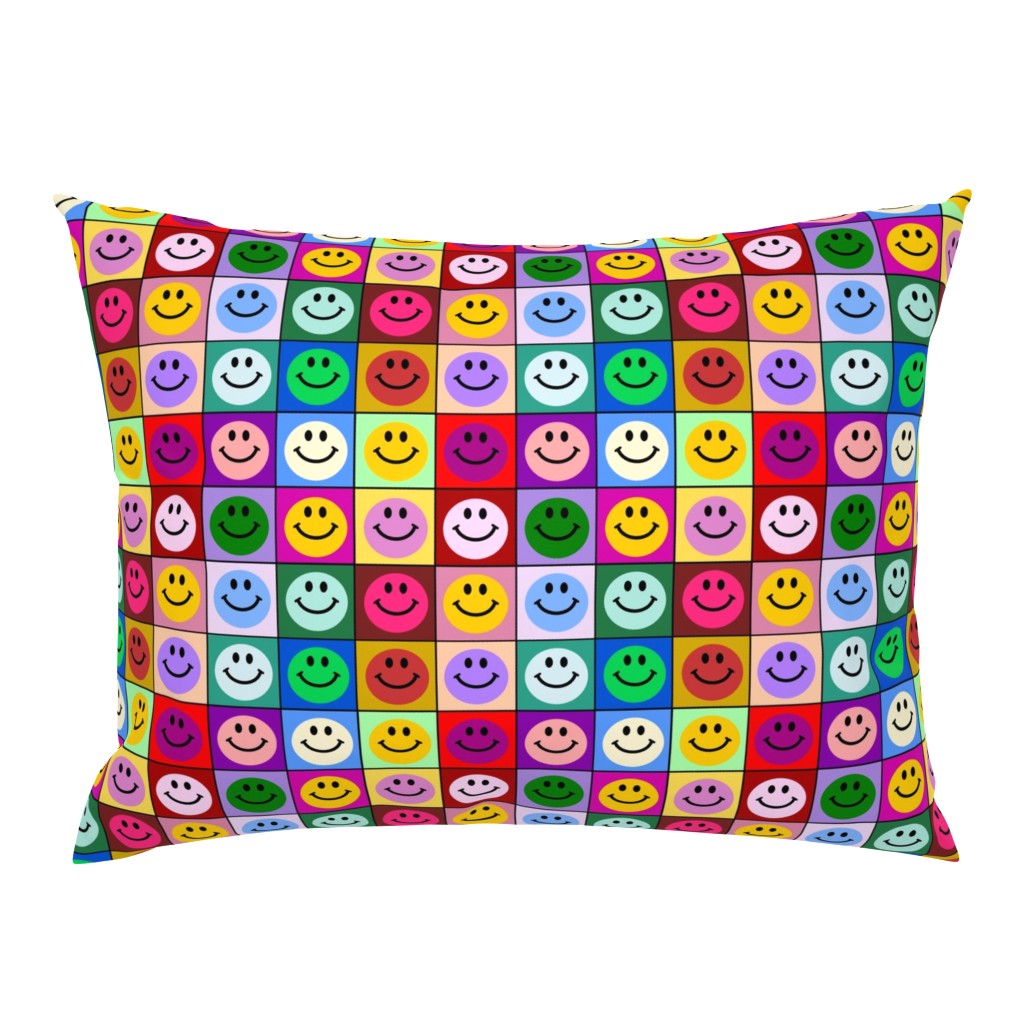 Colorful Happy Smiley face Squares (large print)