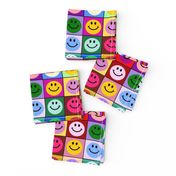 Colorful Happy Smiley face Squares (large print)