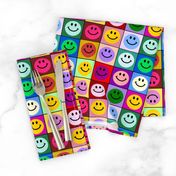 Colorful Happy Smiley face Squares (large print)