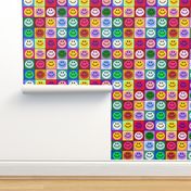 Colorful Happy Smiley face Squares (large print)