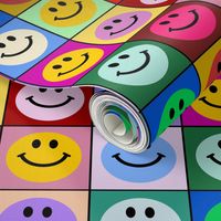 Colorful Happy Smiley face Squares (large print)