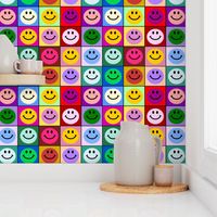 Colorful Happy Smiley face Squares (large print)