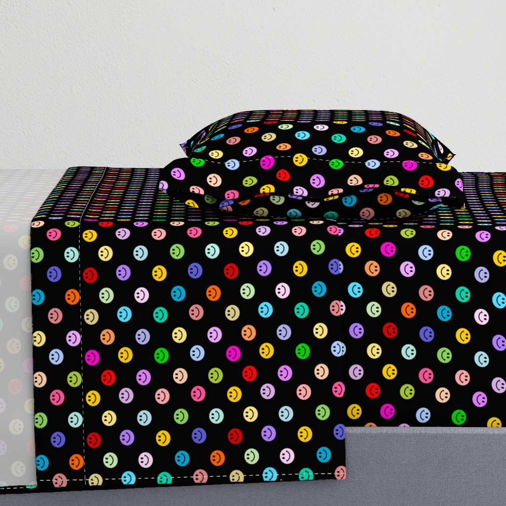 Rainbow Happy Face Smiley Polka dot pattern (large print)
