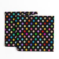 Rainbow Happy Face Smiley Polka dot pattern (large print)