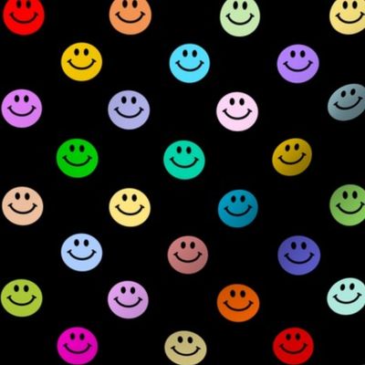 Rainbow Happy Face Smiley Polka dot pattern (large print)