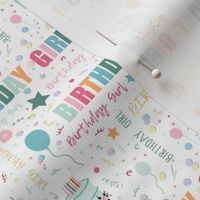 Birthday Girl pattern with cake, balloons & party confetti