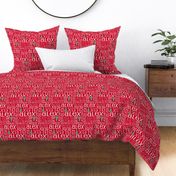 Personalised Name Fabric - Christmas Trees on Red