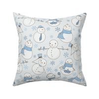 White Wintry Snowmen Pattern